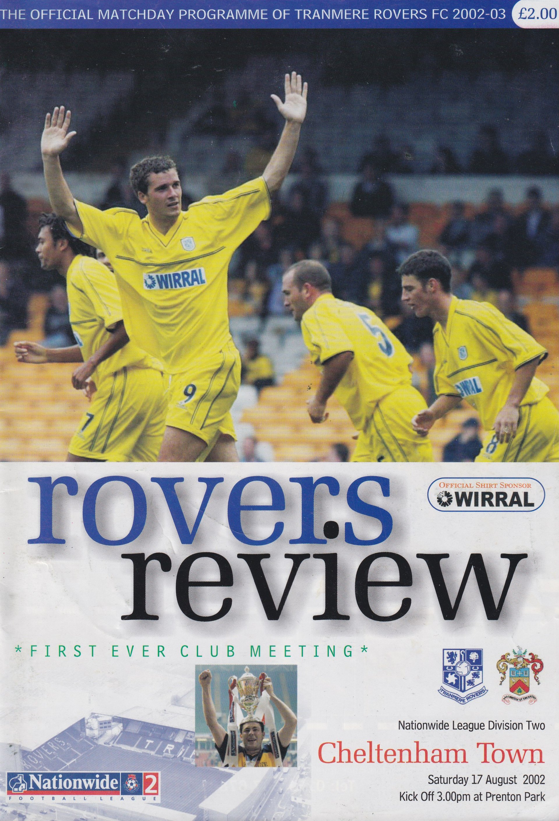Tranmere Rovers v Cheltenham match programme